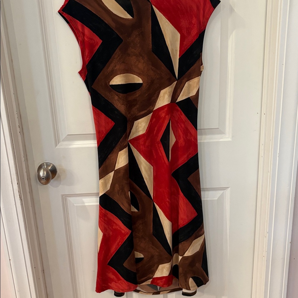 Ralph Lauren Red and Tan Geometric Dress - Picture 5 of 7